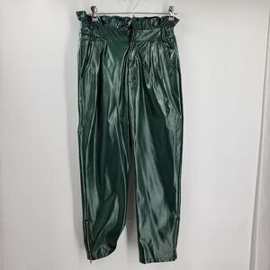 FASHION NOVA women S green faux leather paper bag waist pants